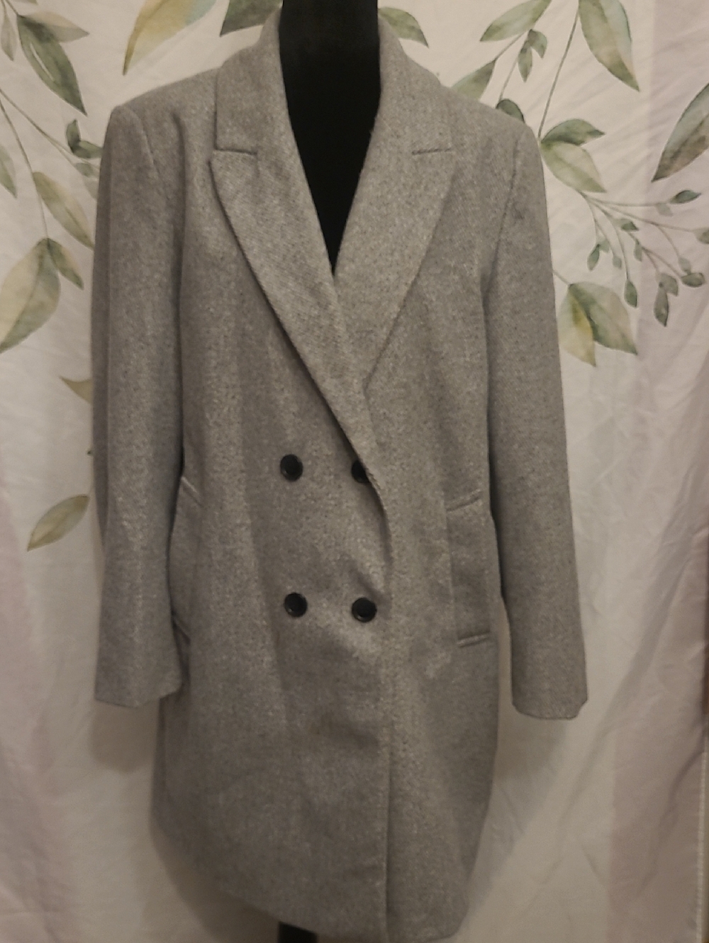 Primark Light Gray Double-Breasted Pea Coat